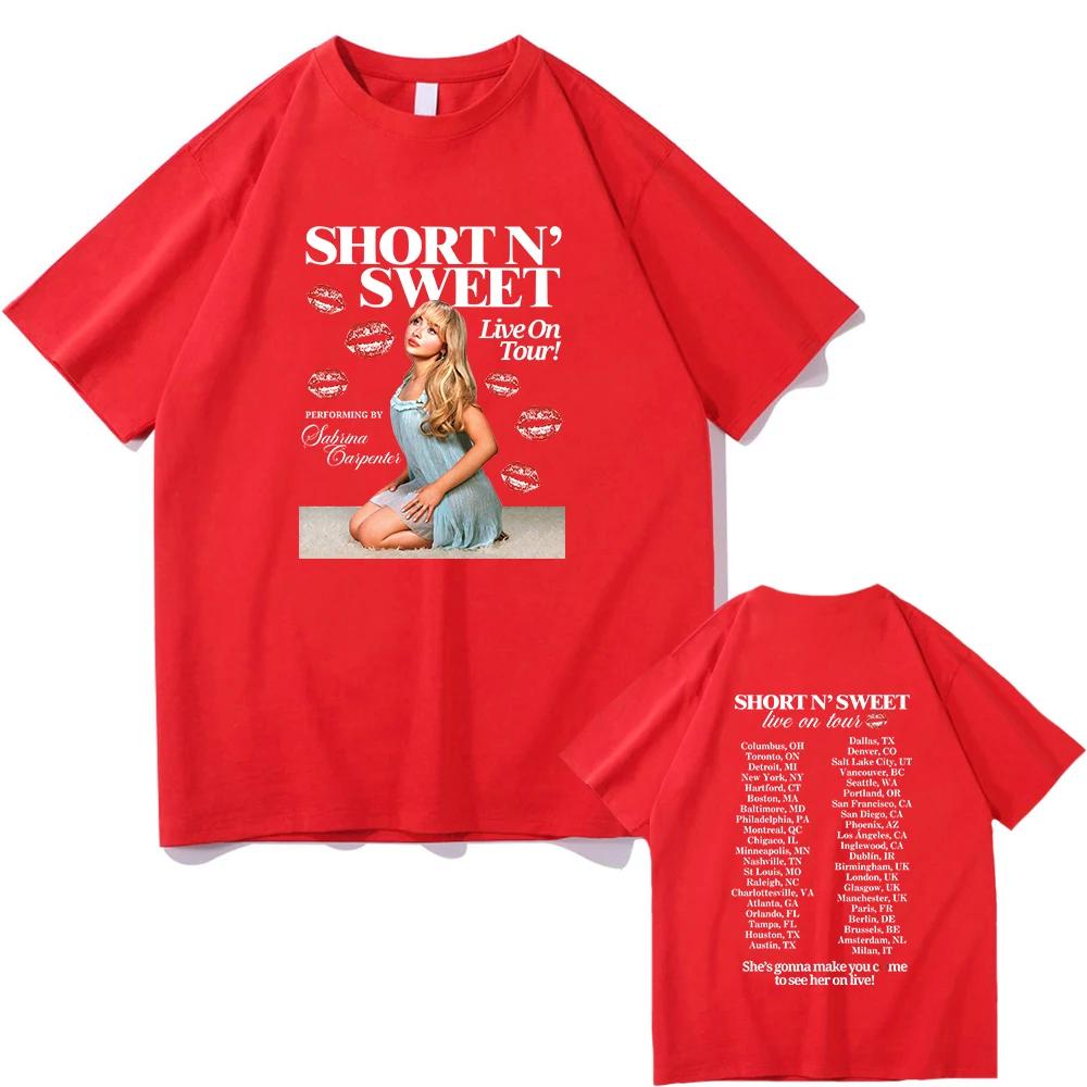 Sabrina Carpenter Short and sweet album Casual Men's Pure Cotton T-shirt Men's clothing Harajuku Vintage neutral cotton patterne