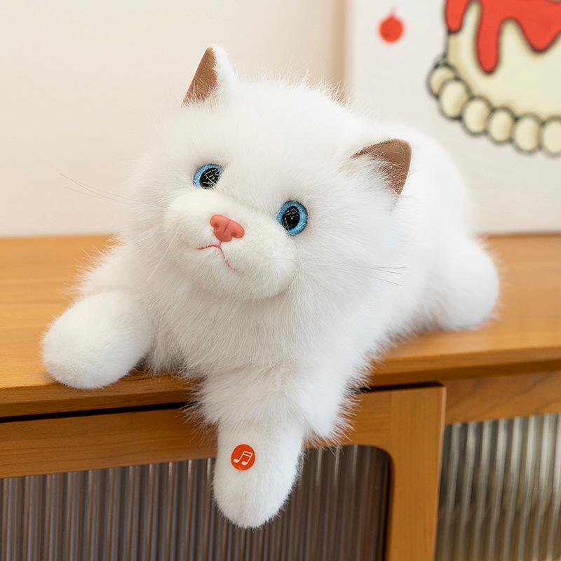 Cute Simulation Sound Ragdoll Cat Doll Hairy Tail Healing Cat Plush Doll Girl