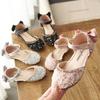 Summer Rhinestone Princess Shoes for Girls Soft Bottom Children Girl Sneakers Kids Leather Dresses Shoes with Bow H11262