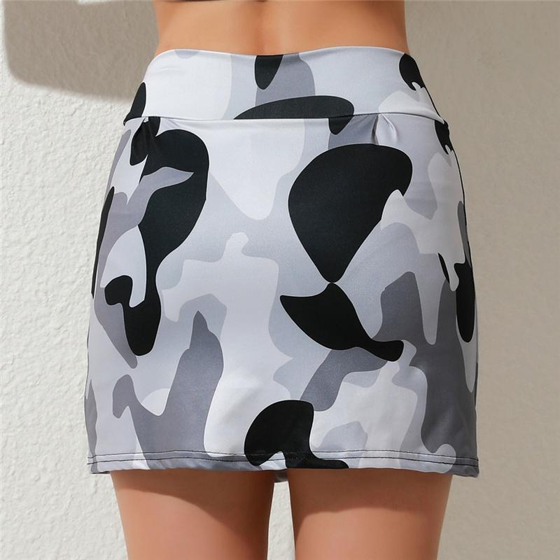 Women's Fashion Camouflage Print Athletic Skort with Pockets Running Tennis Golf Gym Sports Workout Skirt