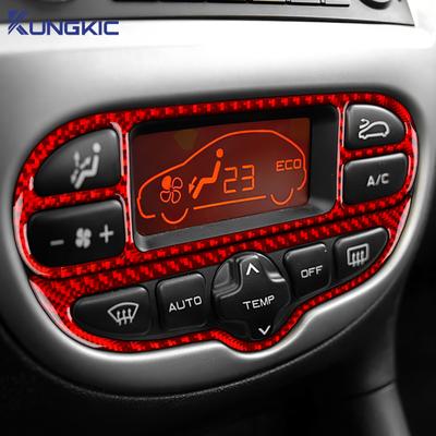 Dla Peugeot 206 1998-2008 2009 2010 2011 2012 2013 2014 Prawdziwa Miękka Naklejka z Włókna Węglowego LHD RHD Samochodowa Listwa Przycisków Centralnej Konsoli