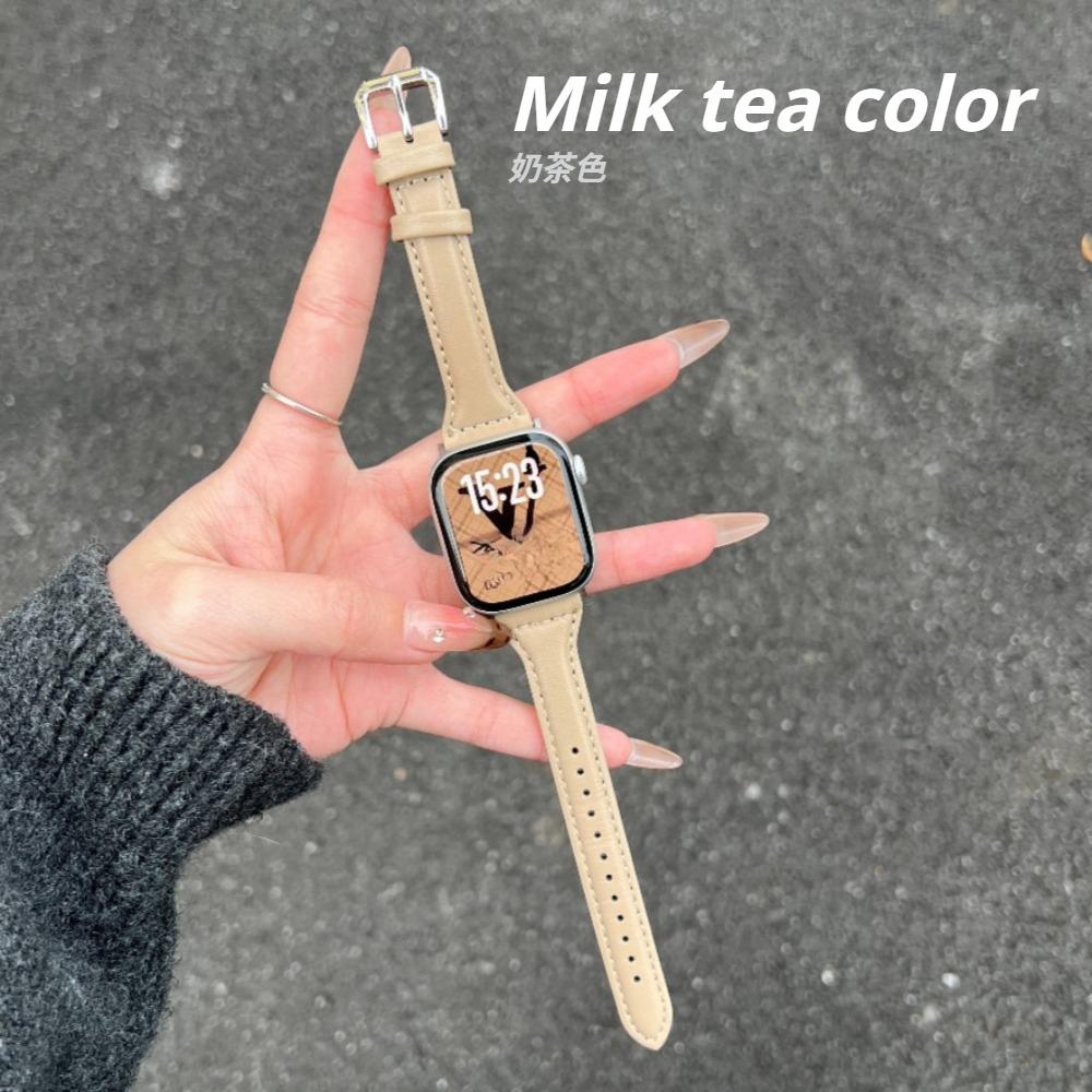 Slim Leather Strap For Apple Watch Series 11 46mm Band 42mm 49mm 44mm 40mm 41mm 45mm 38mm 45mm IWatch Ultra 2/3 S10 9 8 7 SE 6 5 4 3 2 Woman Bracelet