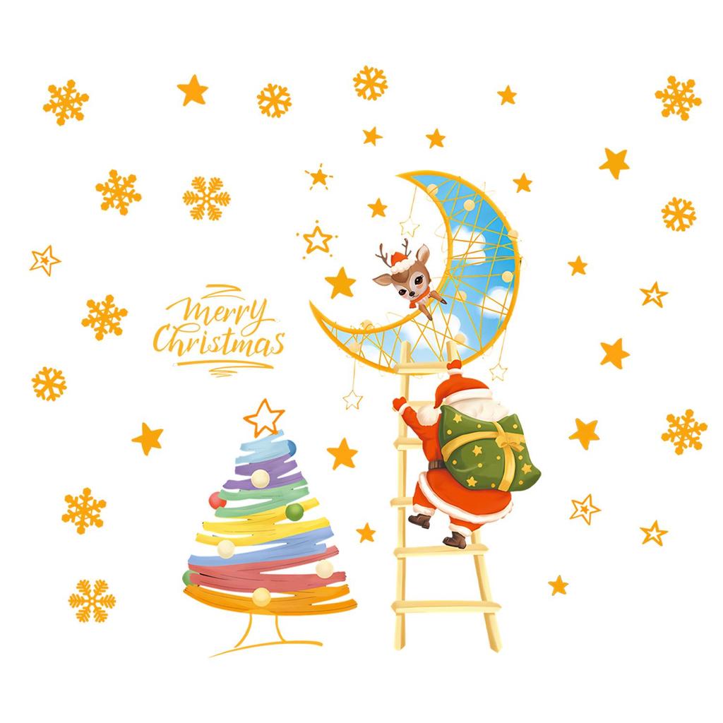Christmas Santa Claus Climbing Ladder Fluorescent Wall Sticker Set