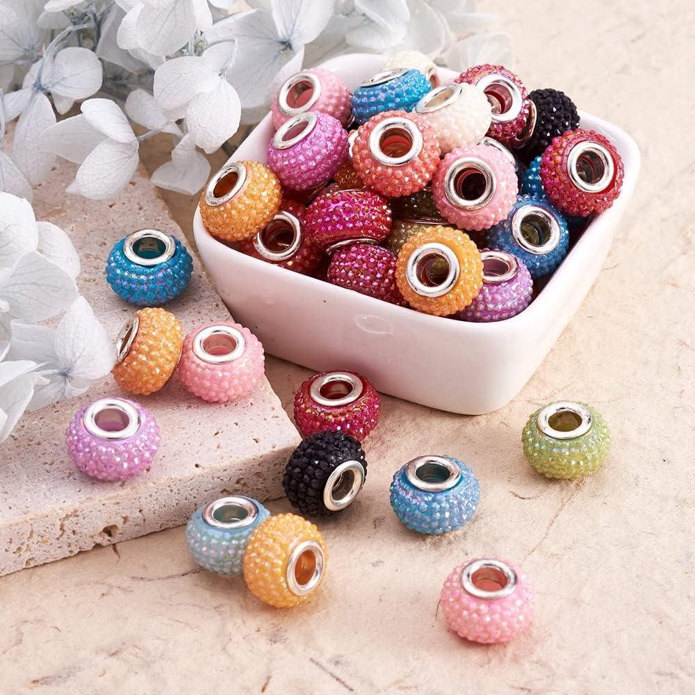 10/20/30pcs Resin European Large Hole Bead AB Color Decorative Bead Spaced Bead Pendant Bracelet Jewelry Making 14x9.5mm