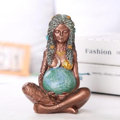 Mutter-Erde-Statue, Kunstharz-Figur, Mutter-Erde-Kunststatue, Millennial-Gaia-Statue, dekorative Bronzefigur für Haus und Garten