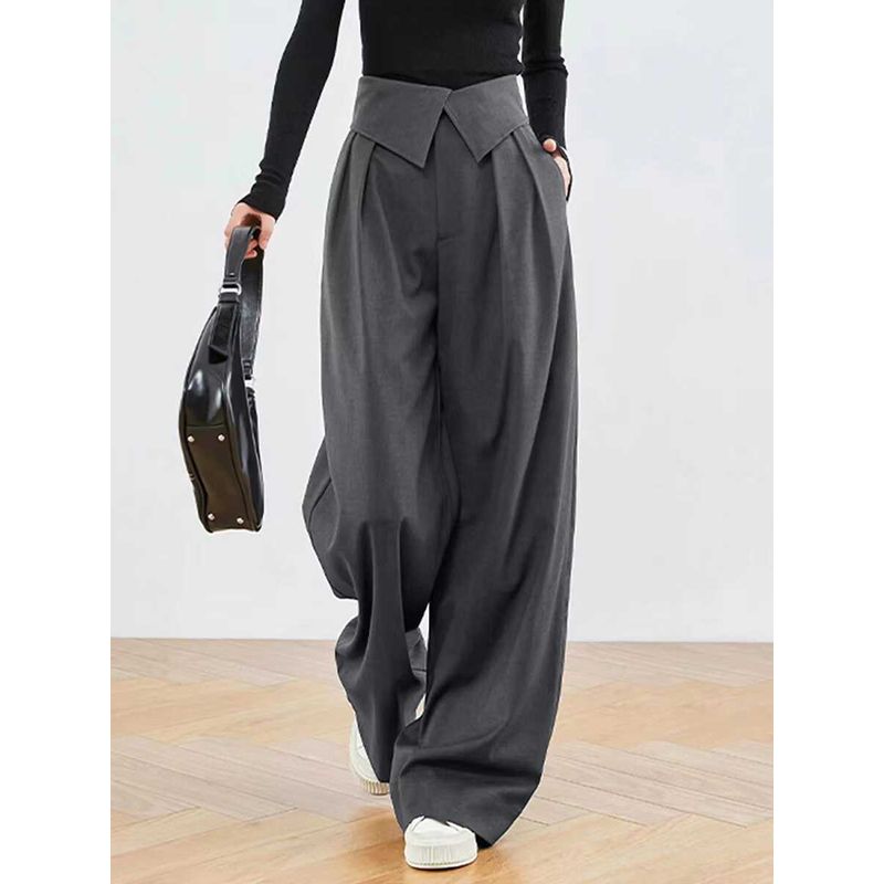 New Arrival French Style Loose High Waist Wide Leg Pants Casual Pants Loose High Waisted Casual Pants