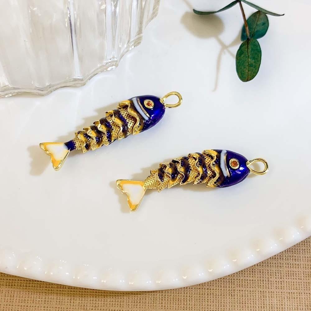 3D Plated Enamel Fish Charms Carp Drip Oil  Fish Bag Pendant Movable Mini Metal Fish  Key Ring