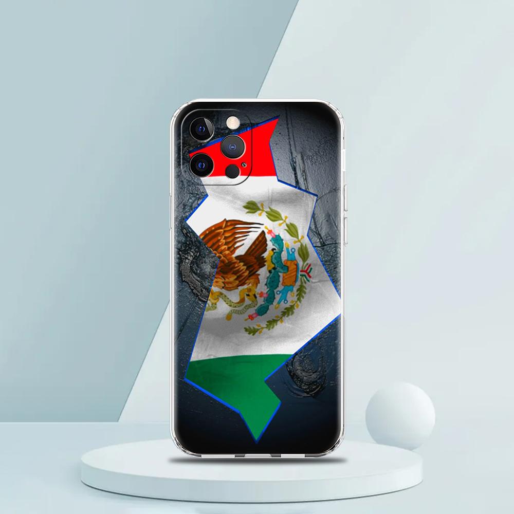 For iPhone 15 16 14 13 12 11 Pro Max XS X XR SE 7 8 Plus soft Silicone Clear Cover Mexico Flag Luxury Phone Case