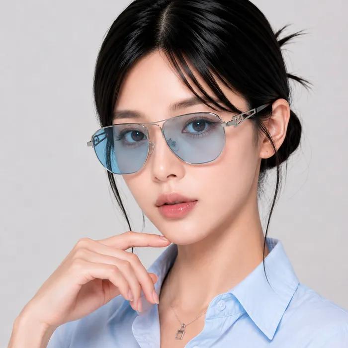 Stainless Steel VEIL Sunglasses BLUE