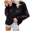 Women's Loose  Blouse Lace Stitching Sweater Patchwork Hollow Sweater
