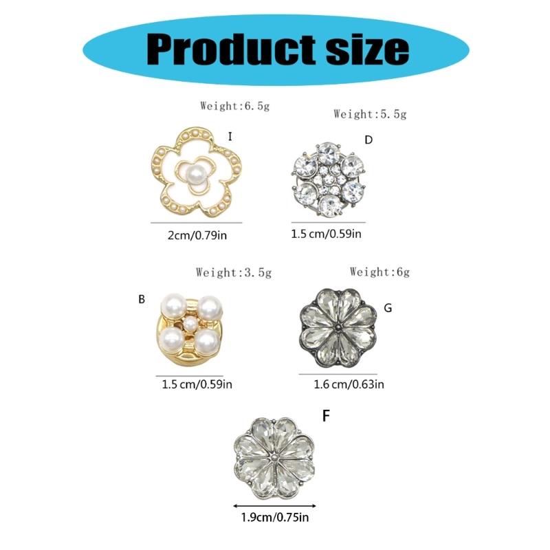 Rhinestones Flower Shirt Button Covers Cufflink Cover Rust Resistant Shirt Button Decoration Cufflinks Replacement Cover