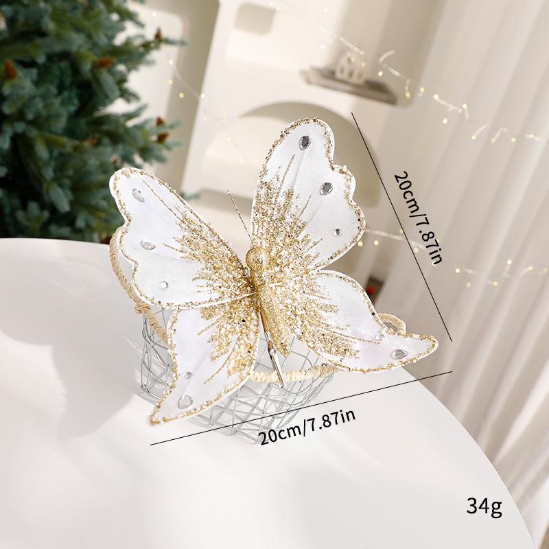 

Multicolor Christmas Tree Decoration 20*20cm Gold Powder Fabric Glitter Butterfly Accessories Party Supplies Hanging Decoration белого золота