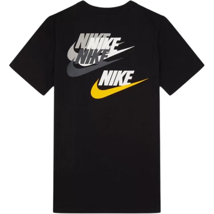 Nike T-Shirt Back Logo Print Round Neck Short Sleeve American Vintage Kids Tops Black DV9714-010