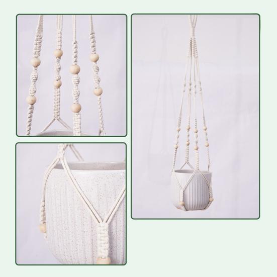 Macrame Plant Hanger Boho Hanging Planter Holder Cotton Rope Flower Pot Hanger for Home Patio Garden Decor