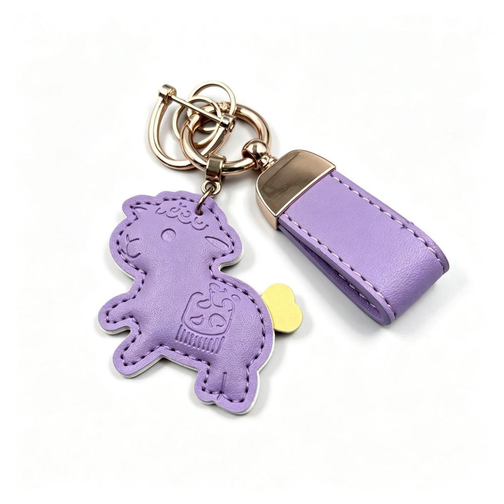 Anti-Loss Strap Goat Pendant Leather Sheep Bag Charm Kawaii Goat Car Keychain  Women