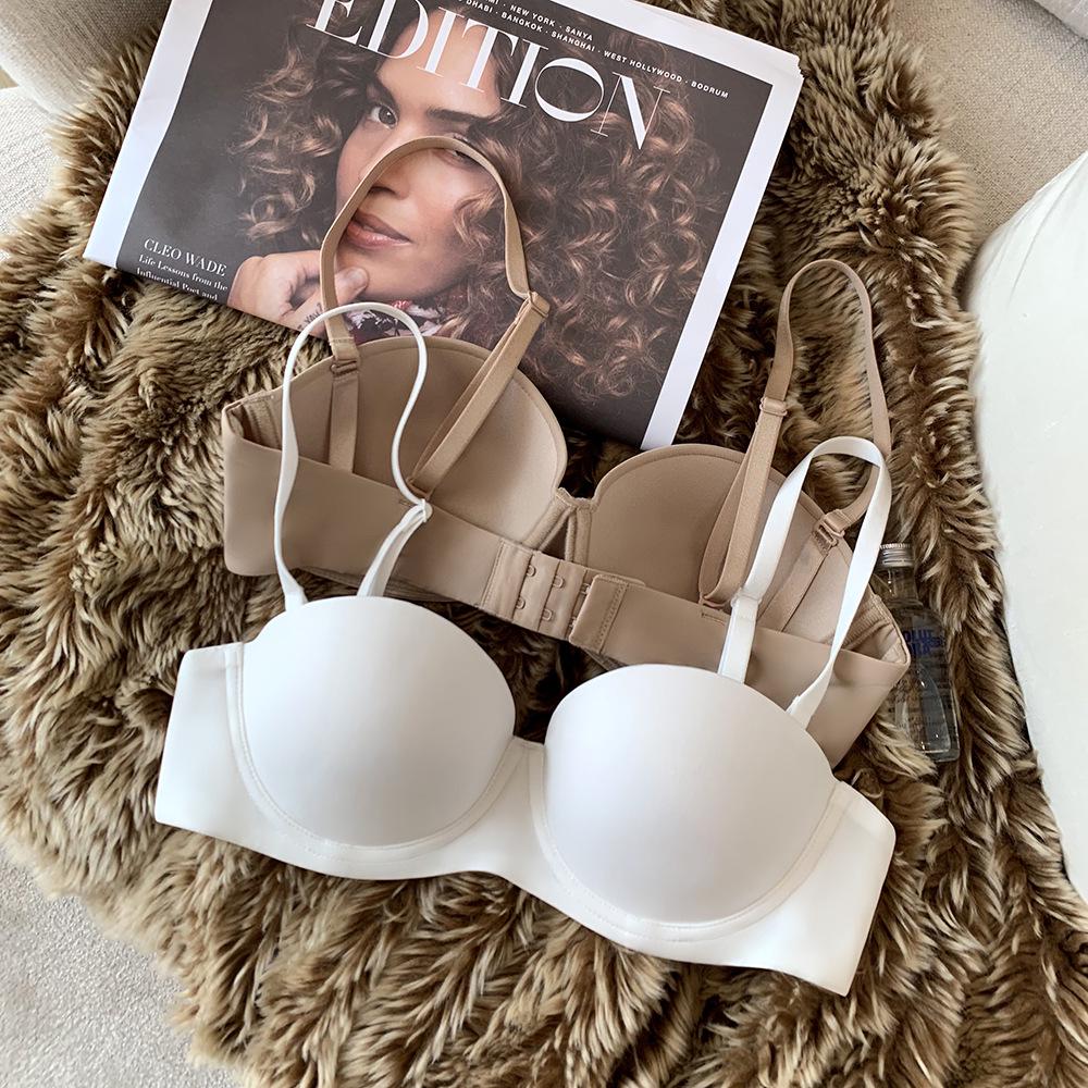 Damen trägerloser BH: Sexy, Glatt, Verstellbar, Weicher Bügel, Halbschalen-Design für kleine Brust.