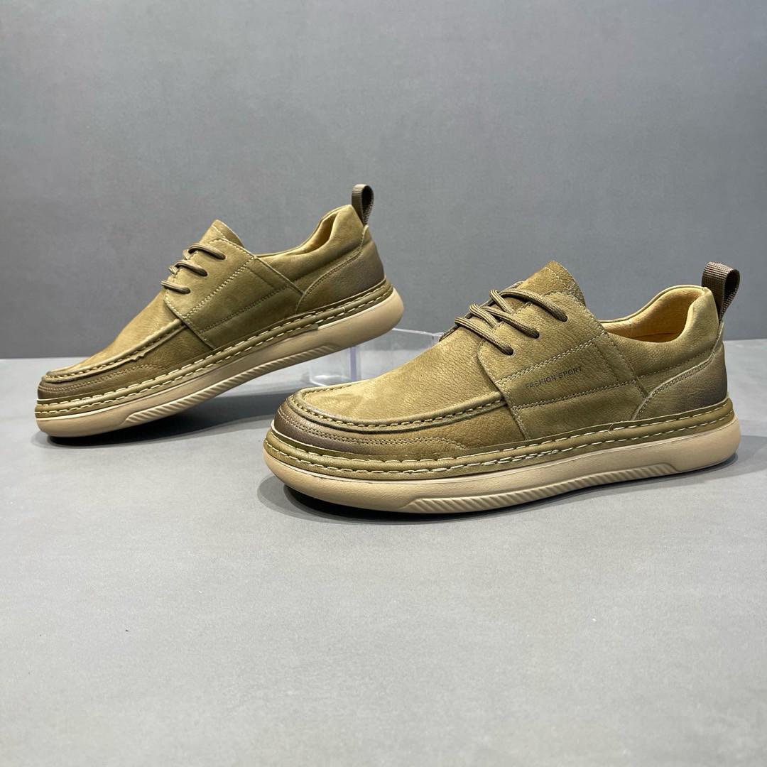 

2025 Мужские европейские повседневные мокасины из натуральной кожи с кривым носком - Trendy Ugly Sneakers 42 хаки