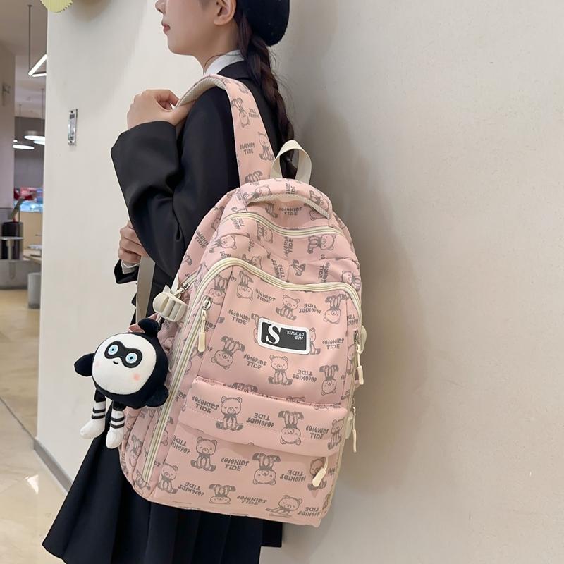 Student Schoolbag Female Junior High School Large Capacity Backpack Bear Schoolbag