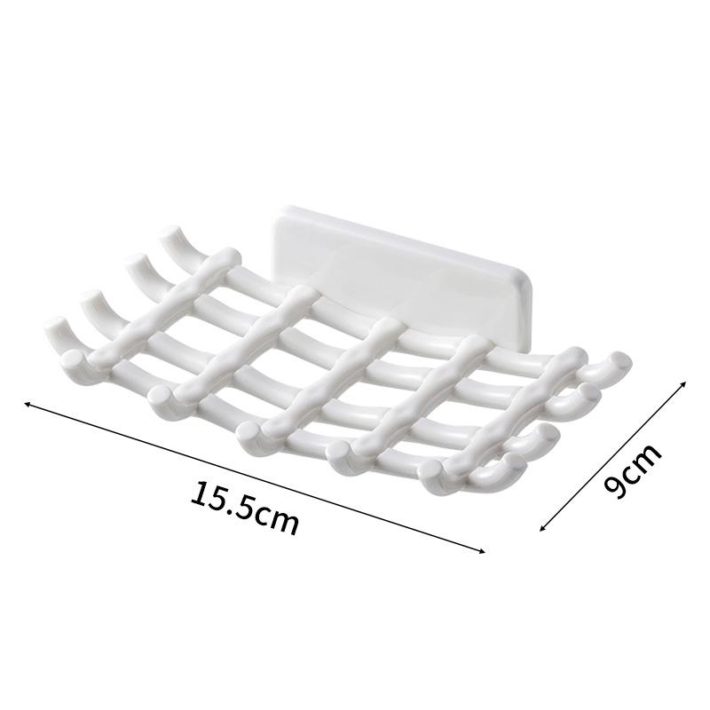 Imitation Rattan Woven Soap Box Wall-mounted Non-perforated Storage Rack Bathroom and Toilet Draining Soap Box