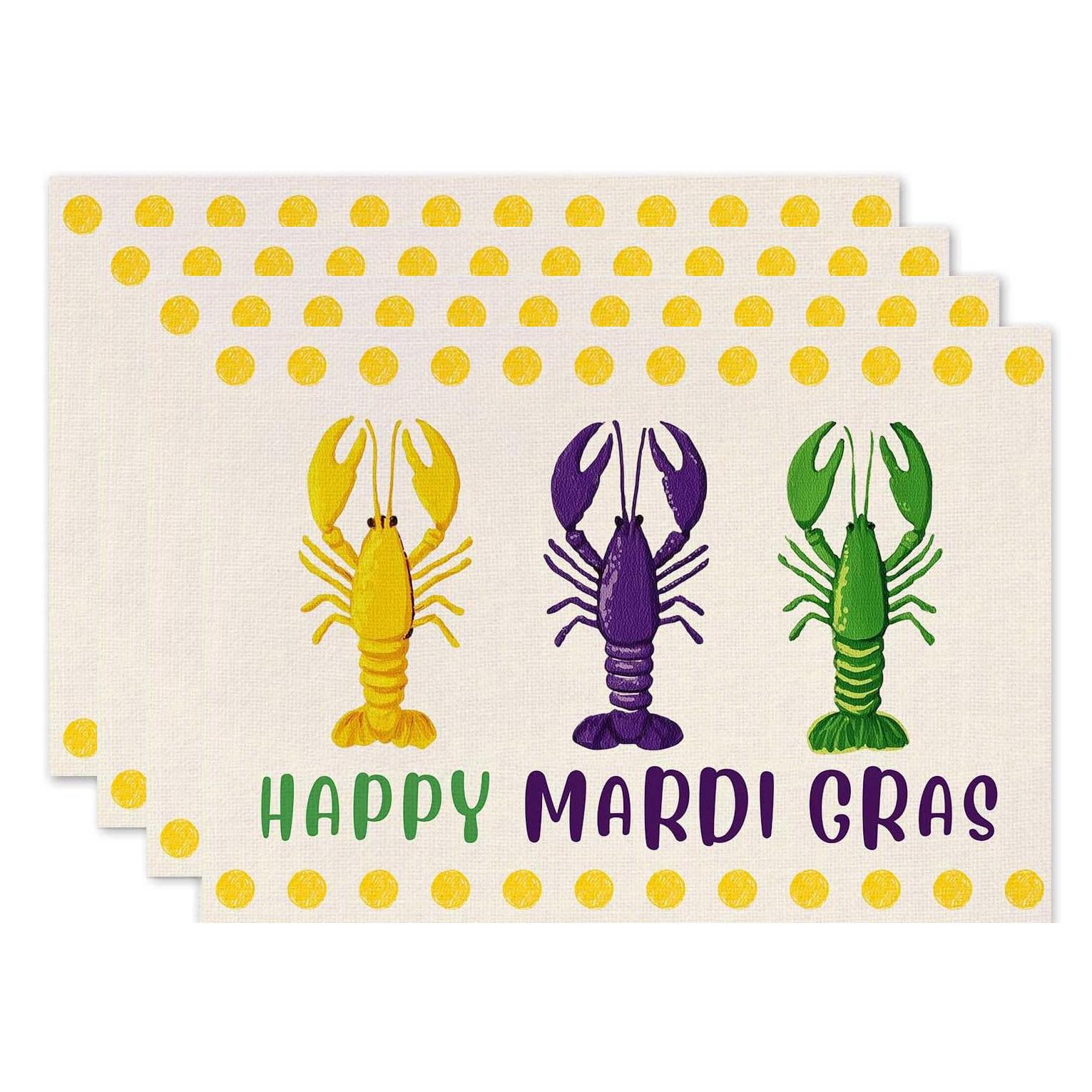 

4/6pcs Joyful Mardi Gras Carnival Lobster Table Mats Crayfish Table Mats for Indoor And Outdoor Home Celebrations Kitchen Dining 30x45cm-4PC