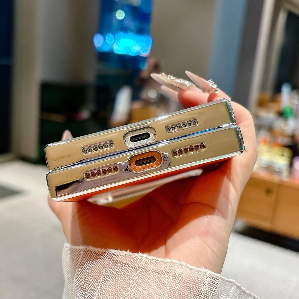 Straight Edge Aurora CD Texture Phone Case For iPhone 17 16 15 14 13 Pro Max Plus Glass Lens Protect Glossy Plating Soft Cover