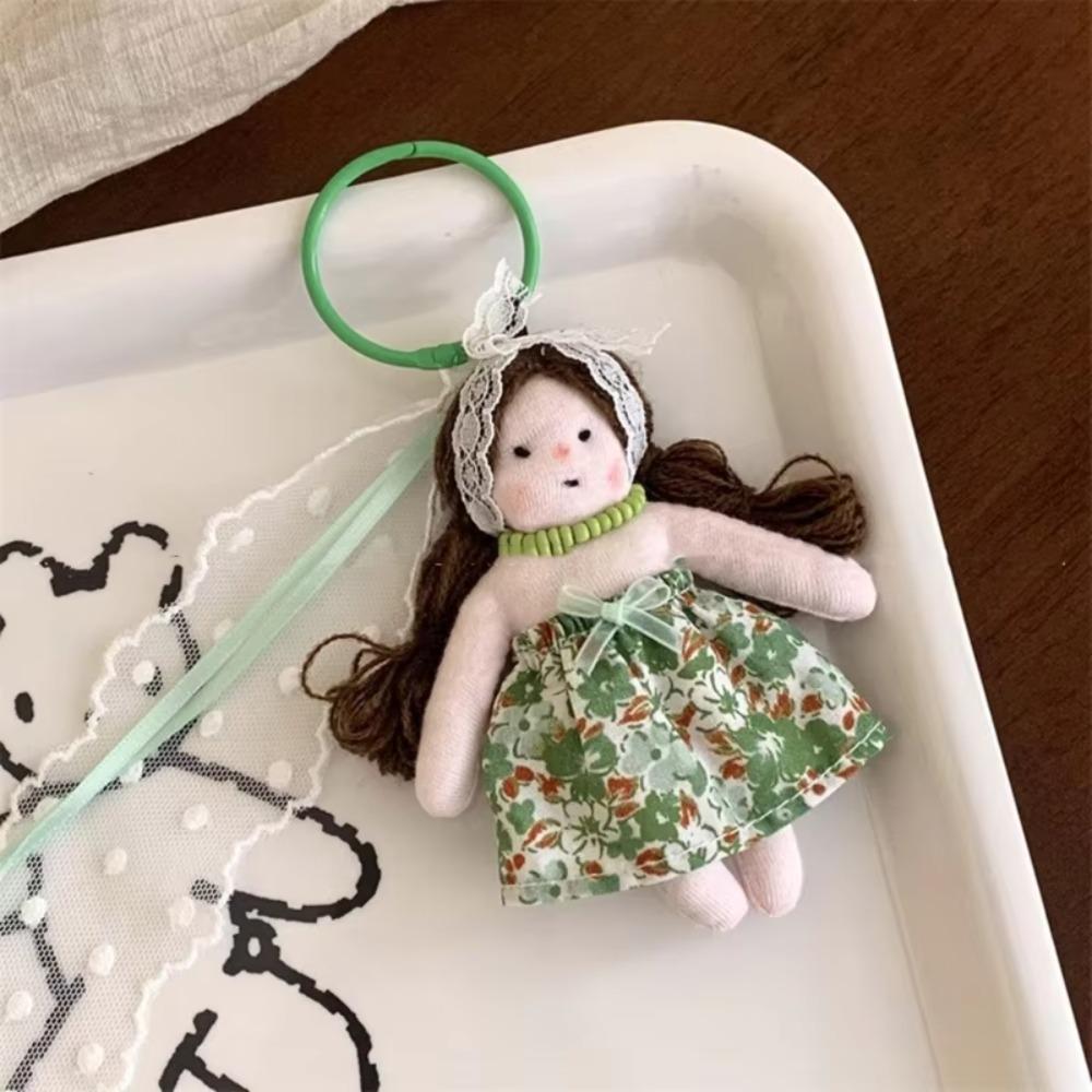 Cute Princess Girl Shaped Girl Keyrings Car Pendant with Lace Florals Dress Girl Shaped Bag Ornament Girl Shaped Keyring Key