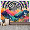 Psychedelic Mountain Cactus Tapestry Trippy Abstract Landscape Boho Wall Art for Bedroom Dorm Hippie Decor