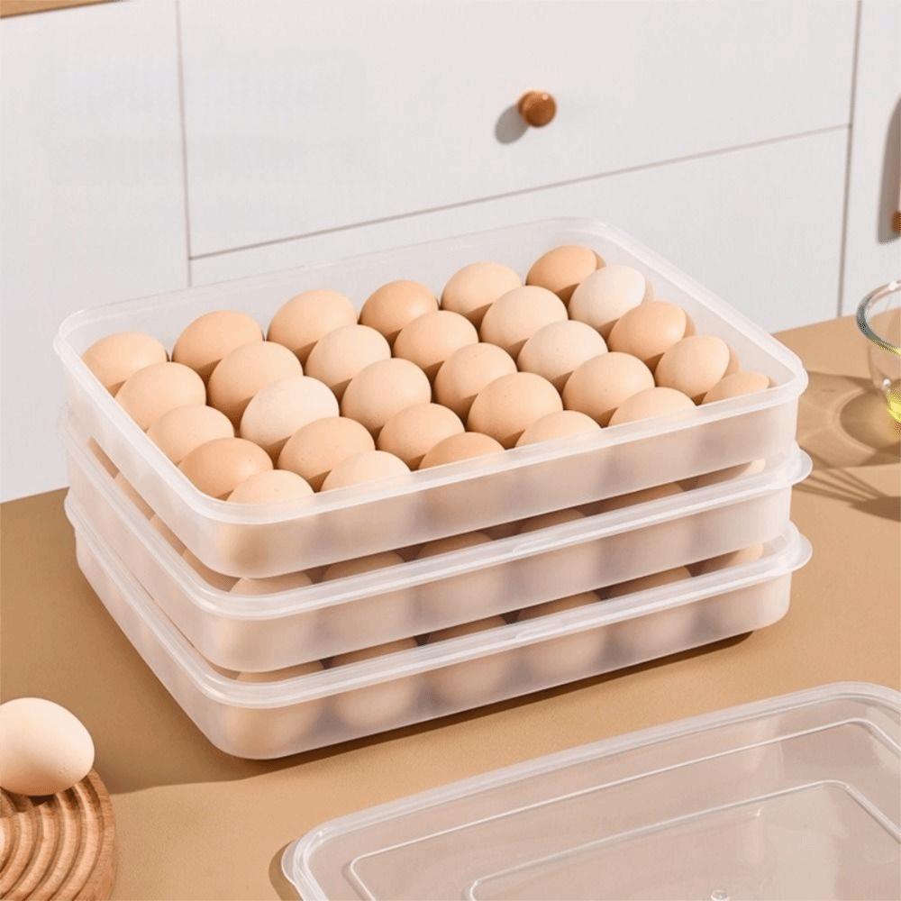 Plastic Refrigerator Egg Holder 30 Grids Egg Tray Practical Egg Storage Box Home Use
