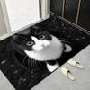 Cute Black White Cow Cat Flannel Door Mat, Realistic Pet Print Anti-Slip Absorbent Rug for Entryway & Bathroom, Machine Washable