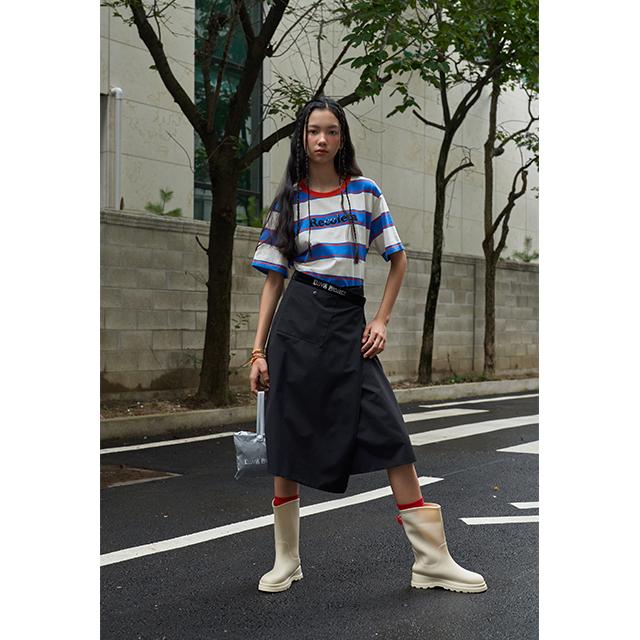Rap (Rain) Lettering Band Wrap Skirt Aq7Ws860