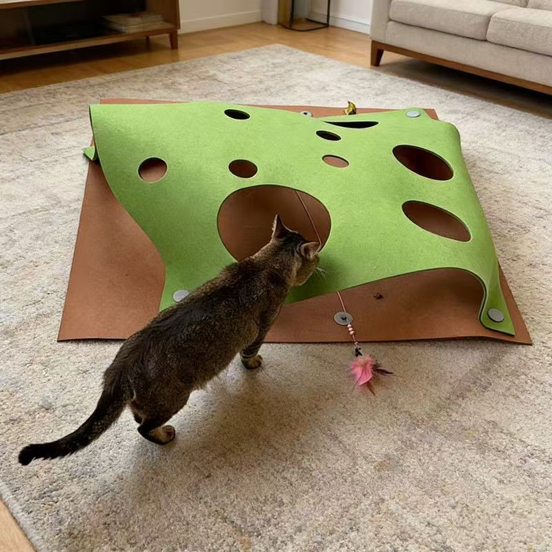 Cat Tunnel Toy Interactive Maze Play Mat Hide And Seek Carpet For Indoor C Kittens Exercise Training Stress Relief