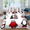 Penguin Comforter Cover Kawaii Animal Print Black White Little Penguin Duvet Cover Blue Iceberg Antarctica Winter Bedding Set