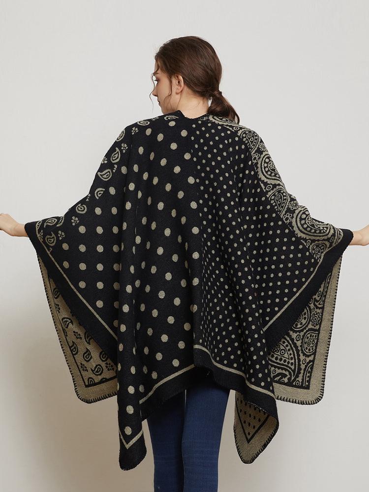 Szal Kobieta Imitacja Kaszmiru Zimowy Dwustronny Nadruk Poncho Kocyk Wrap Capa Para Mujer Femme Szale Pashima Echarpe