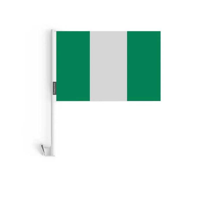 Drapeau Voiture - Nigeria - 20 Pièces - 14 X 21 Cm - Polyester - Impression Recto/verso