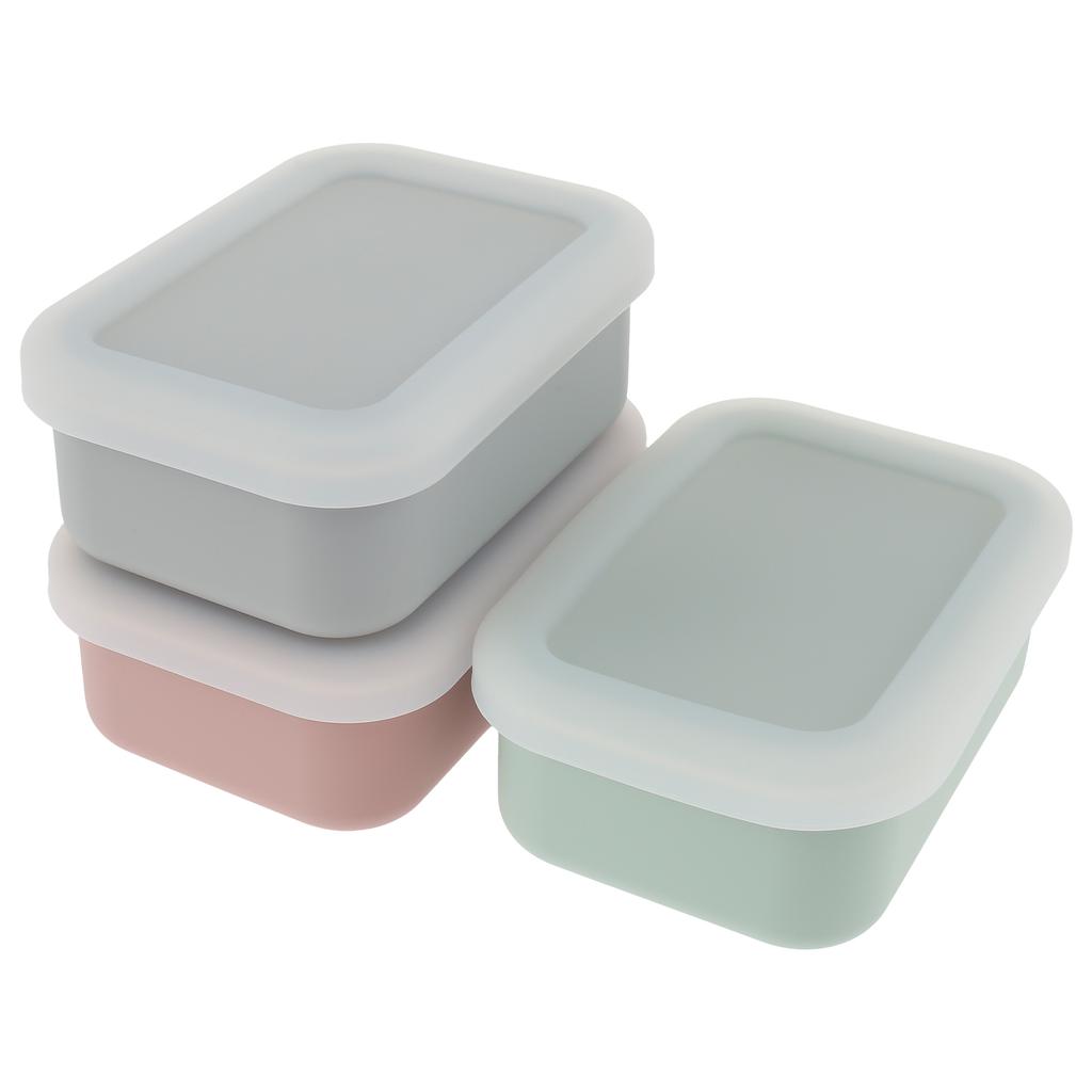3Pcs Silicone Bento Boxes Lunch Container, Fresh-keeping Leak-Proof Lunch Container with Lids, BPA-Free Food Storage Container