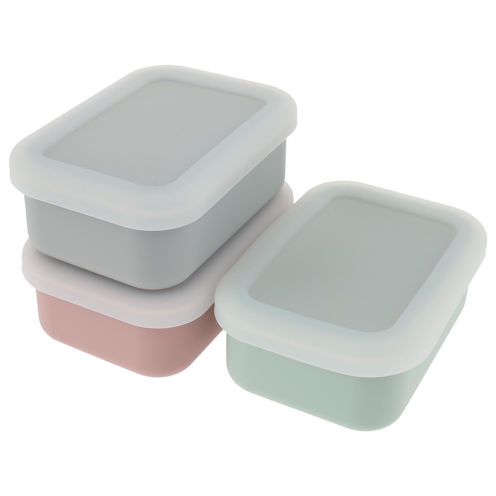 3Pcs Kids Silicone Food Storage Containers Leakproof Silicone Lunch Box Bento Box BPA Free Kitchen Pantry Dishwasher Safe