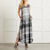 Summer Tie-dye Slit Irregular Hem Sleeveless Casual New Dress
