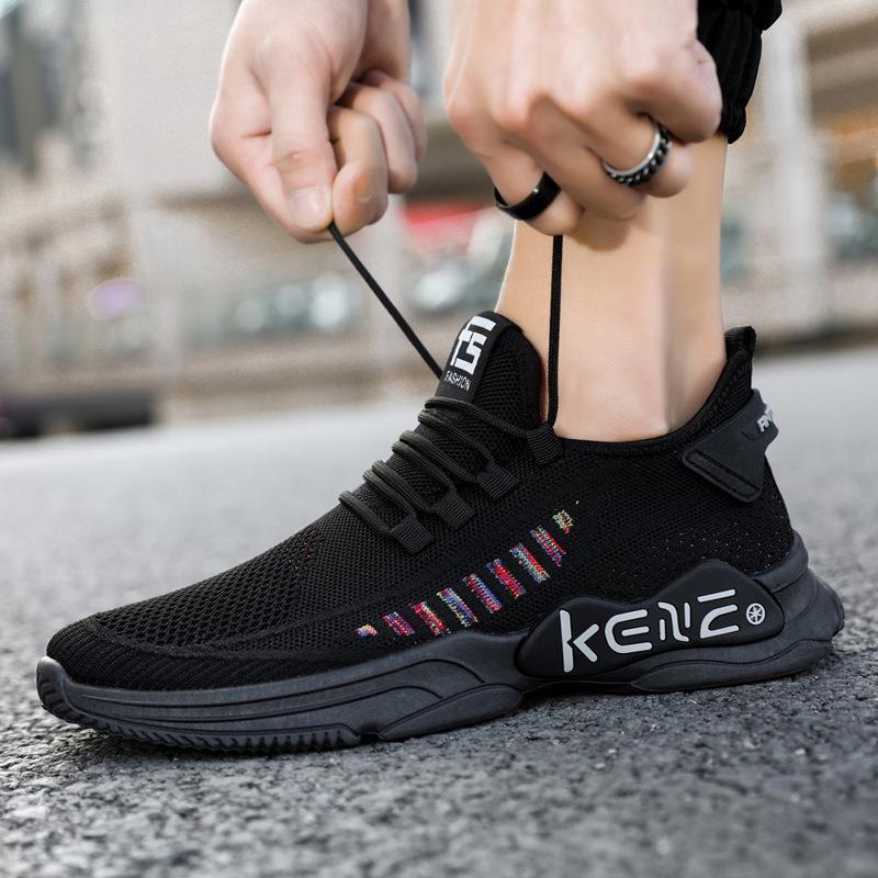 

Men s sports shoes large size 2025 spring breathable fly-woven men s fly-woven mesh casual shoes Korean version trendy running shoes men 45
