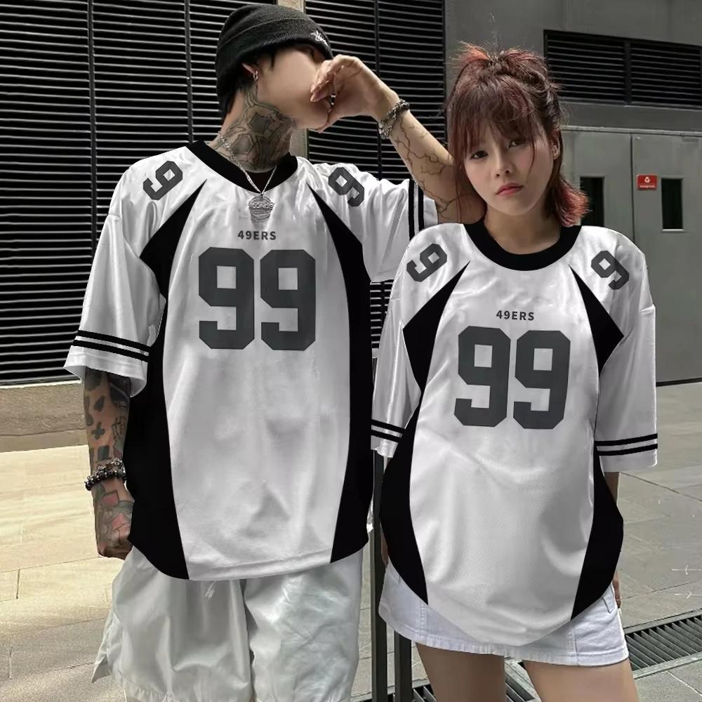 Modisches Herren-T-Shirt mit 3D-Patchwork-Farben und digitalem Druck, neutrales, kurzärmeliges, lockeres, übergroßes T-Shirt im Paarstil