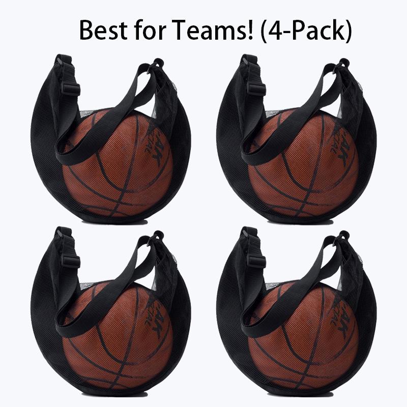 Anti-Tear Mesh Single Ball Bag Fits Size 7 Basketball Soccer Volleyball Crossbody Carrier With Adjustable Strap & Zipper