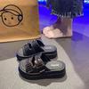 One word beach cool slippers women's summer wear fashion 2025 summer new casual versatile thick bottom heightening slippers