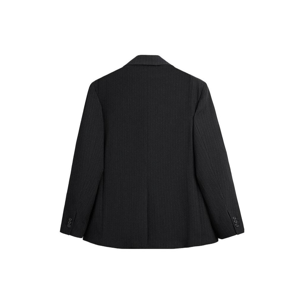 Zara Solid Color Regular Single Breasted Striped Suit Men suits Black 06536833800-33