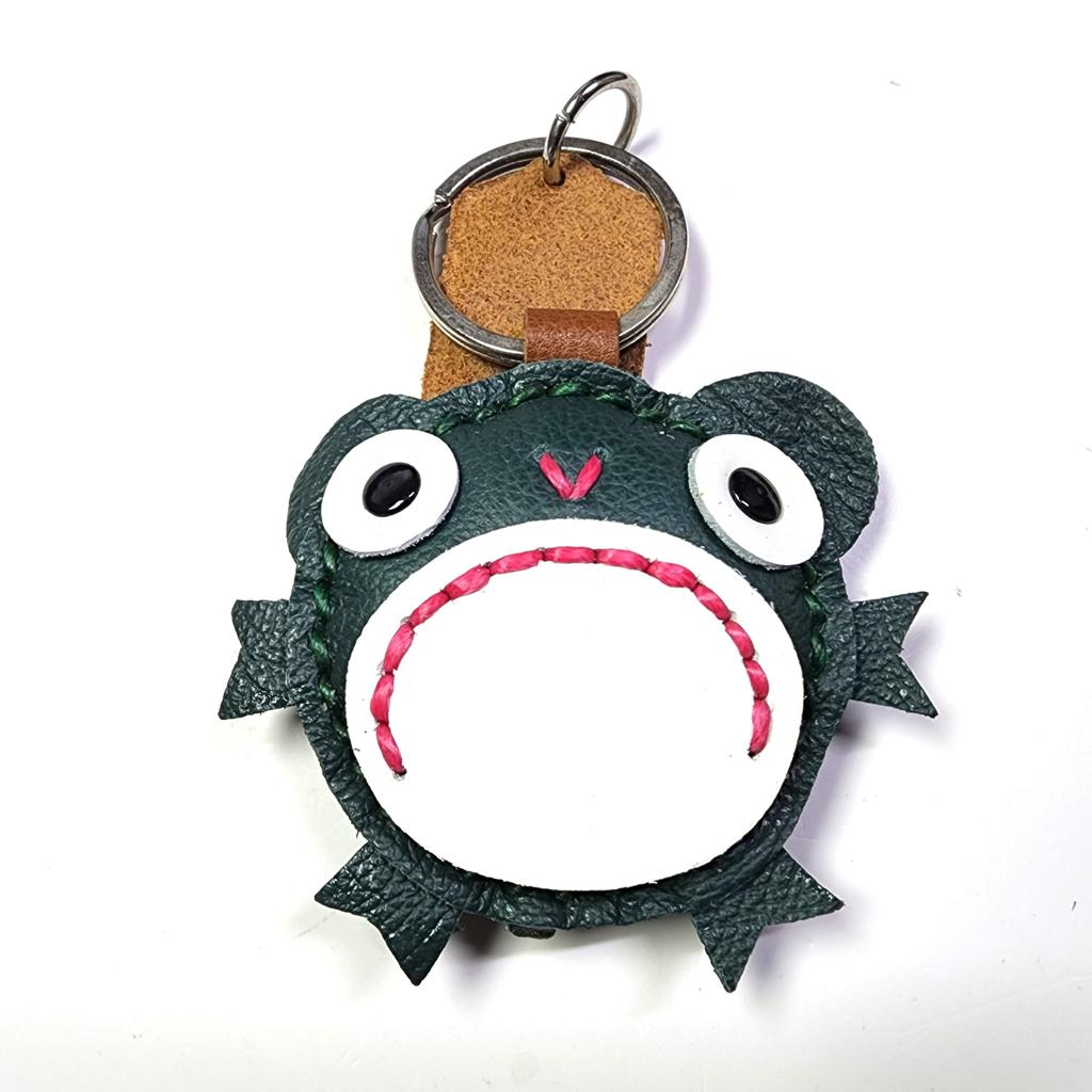 Frog Handmade Leather Bag Cowhide [deaizaka.biz] Keychain, Leather, Puffy, Cute, Charm, 100%
