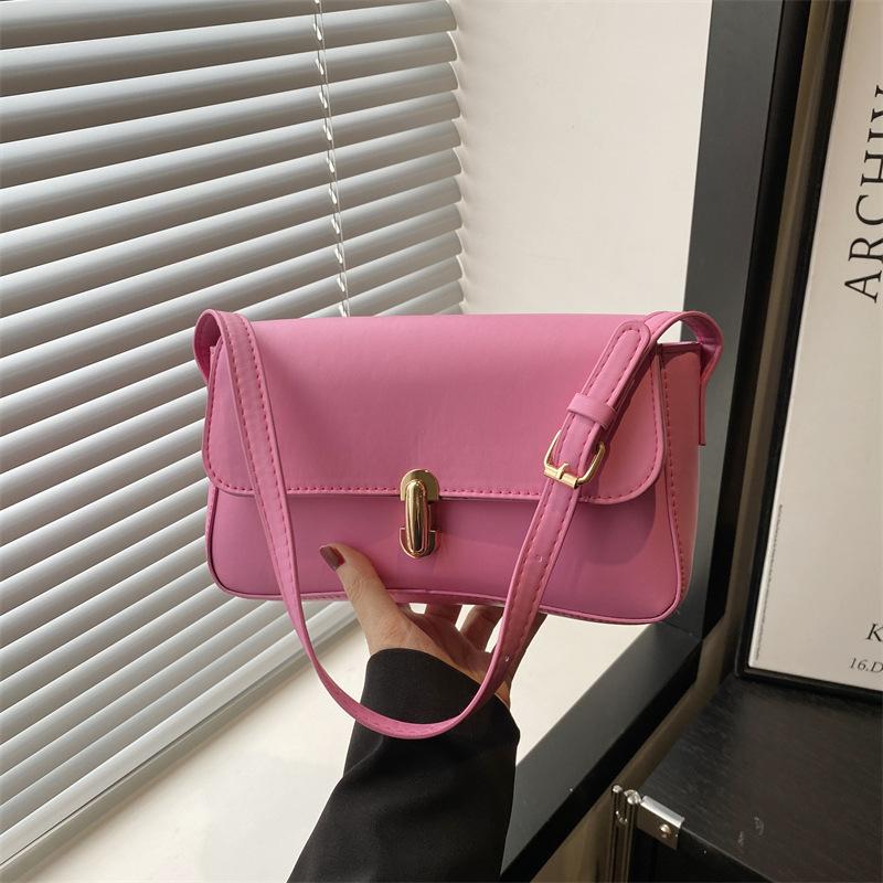 Portable underarm women's small square bag personalized trendy new lock fashionable retro underarm shoulder