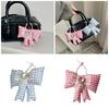 Portable Grid Bowknot Phone Charm for Bagpack Bag Pendant Keychain Keyring Gift
