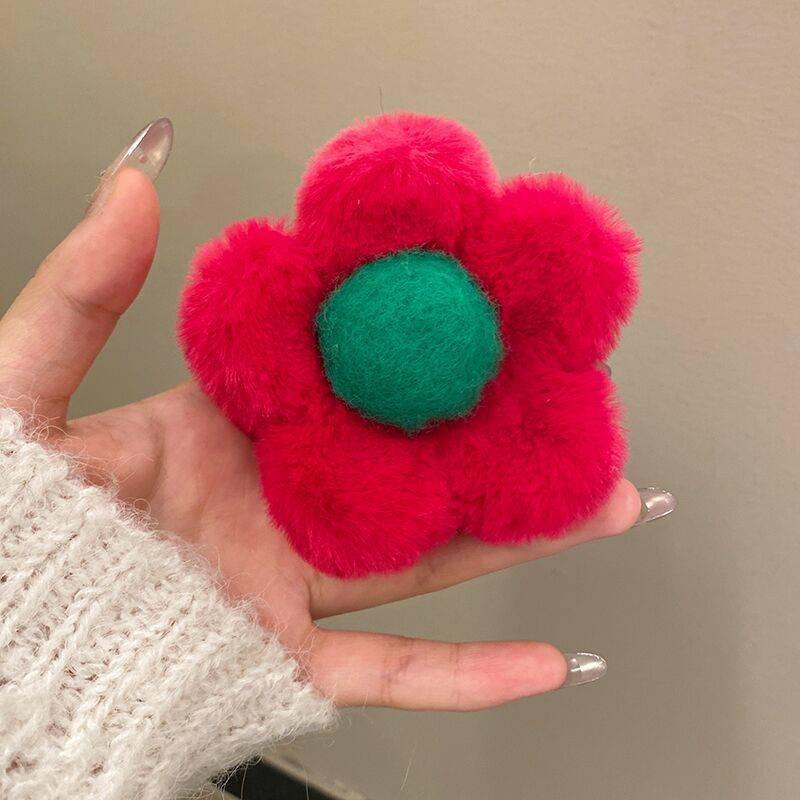 Sweet Flower Hair Clip Girl s Temperament Claw Clip New Plush High Ponytail Claw Clip Fashionable Hair Accessory