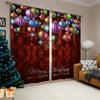 Günstige Frohes Neues Jahr Weihnachten Weihnachtsmann Rot Schnee 2 Stück Dünne Verdunkelung Fenstergardinen für Wohnzimmer Schlafzimmer Heimdeko