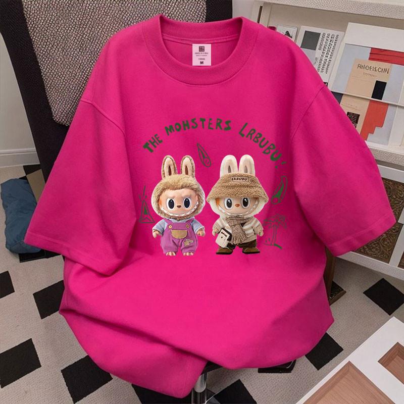 

LABUBU printed short-sleeved T-shirt unisex top casual fashion 4XL