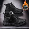 Classic Winter Men's Boots Real Leather Plush Warm Men's Snow Boots Waterproof Outdoor Roman Men Work Boots Men Motorcycle Boots