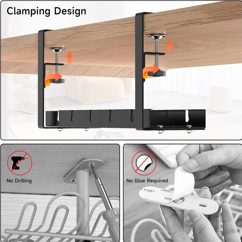 1pcs Power Strip Under Desk Retractable Cable Management Rack No Drill Wire Organizer Storage Box Desk Office Organizer Tools